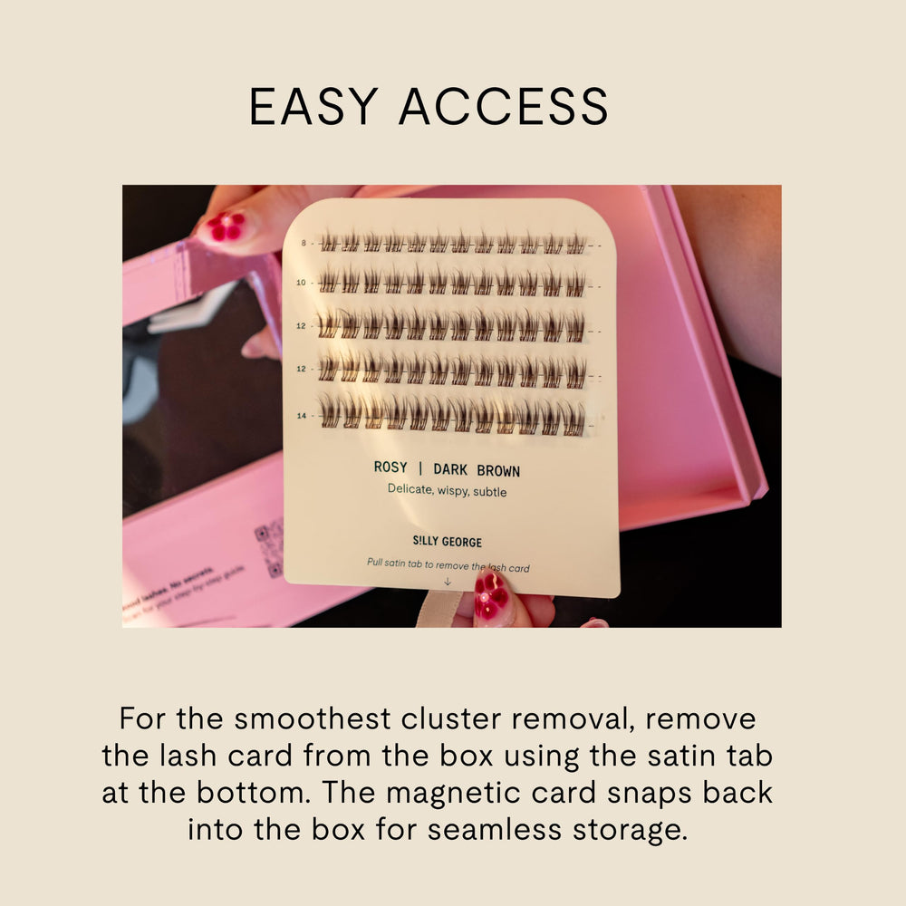 Silly George lashes shown in morning routine, durable wear through daily activities benefit