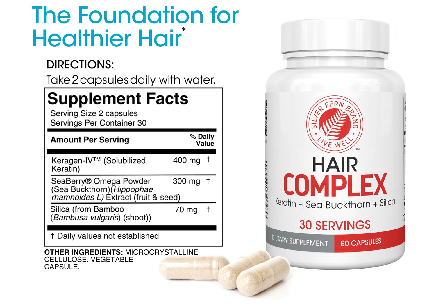 Silver Fern capsule close-up revealing smooth capsule texture for easy swallowing