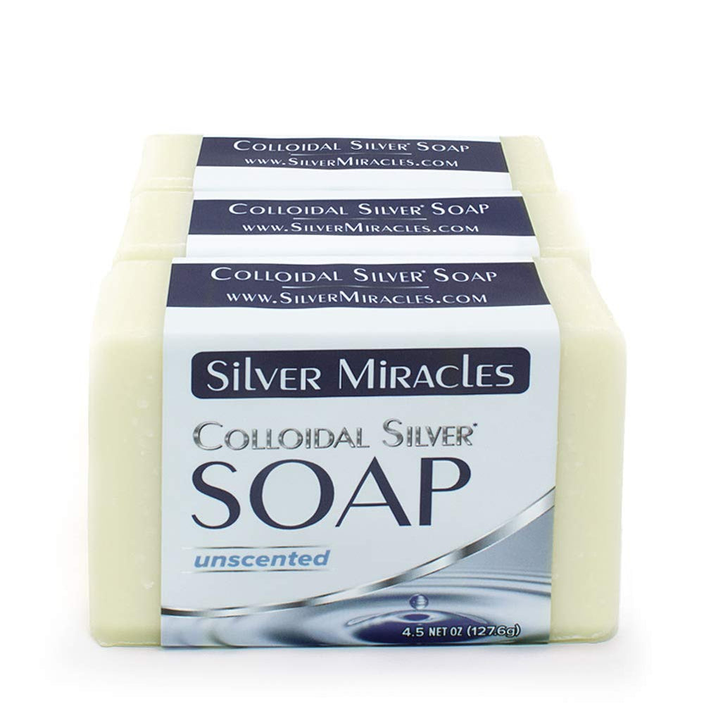 Silver Miracles front packaging showing three boxed soap bars and benefits