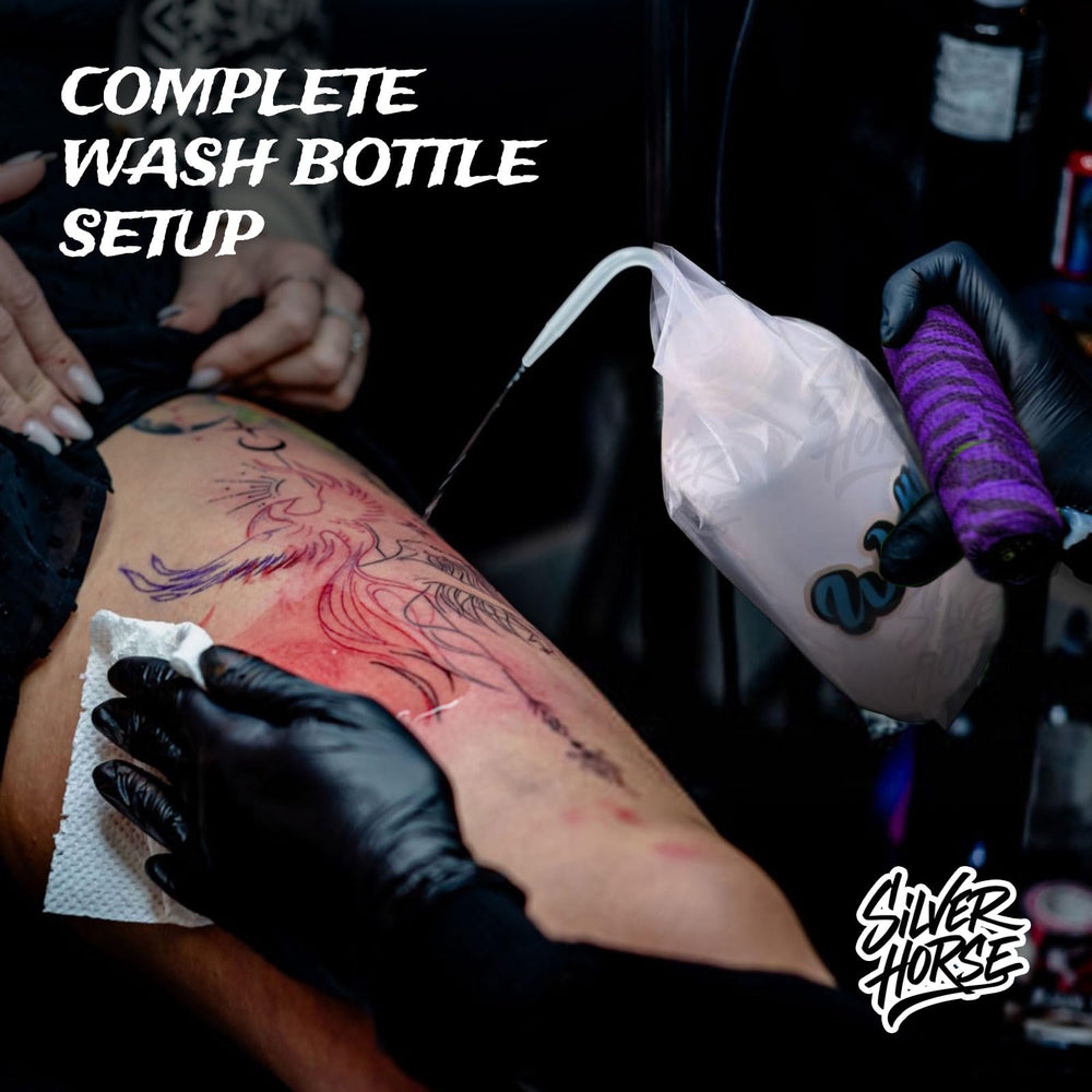 SILVERHORSE bag fitted over 500ml squeeze bottle protecting nozzle and hand contact