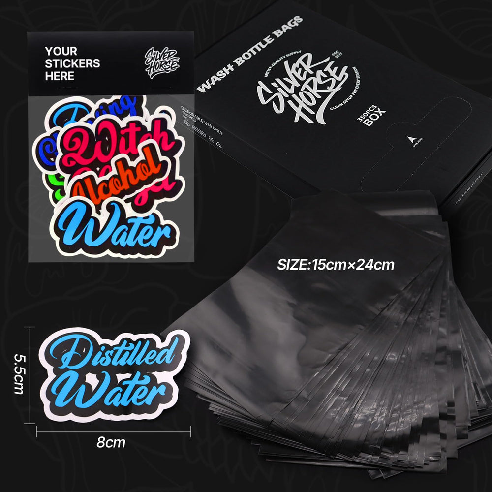 SILVERHORSE sticker labels laid out for quick identification and organized workflow
