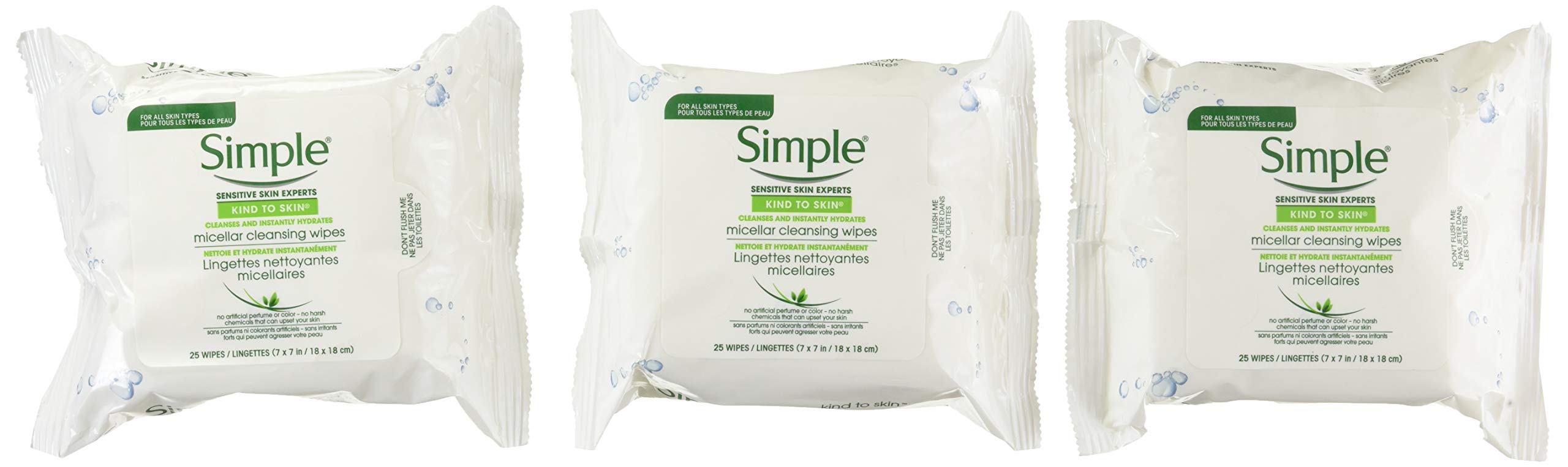 Simple micellar wipes front packaging showing travel-friendly tub and quick cleansing benefit