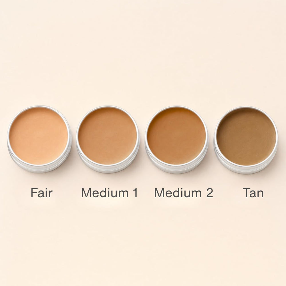 Simple Sophistication facial swatch under makeup illustrating no-white-cast finish