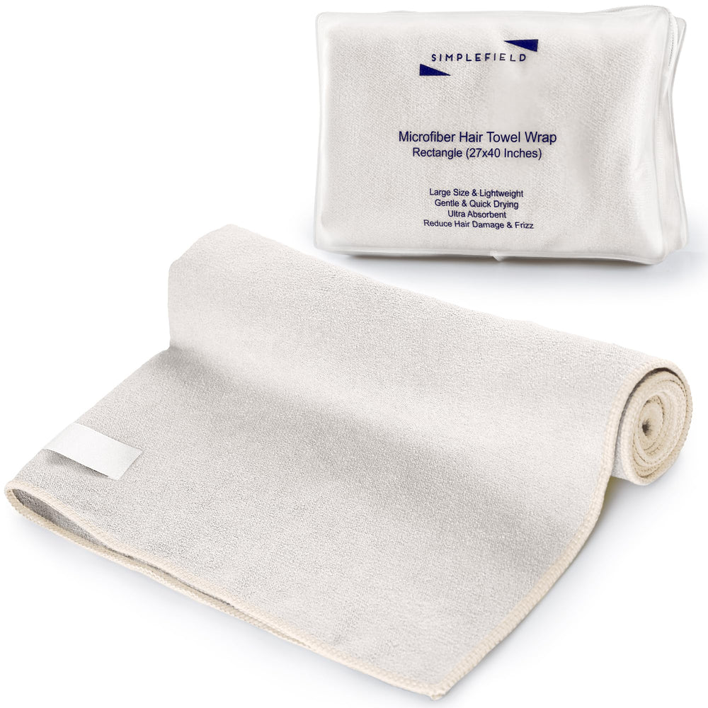 SimpleField beige front view towel wrap showing full coverage and neutral style