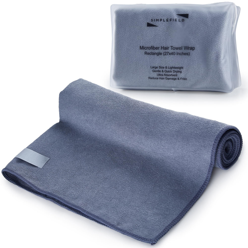 SimpleField front view of grey towel wrap shows full coverage and quick dry benefits