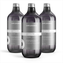 simplehuman front packaging showing three 30 fl oz bottles and value