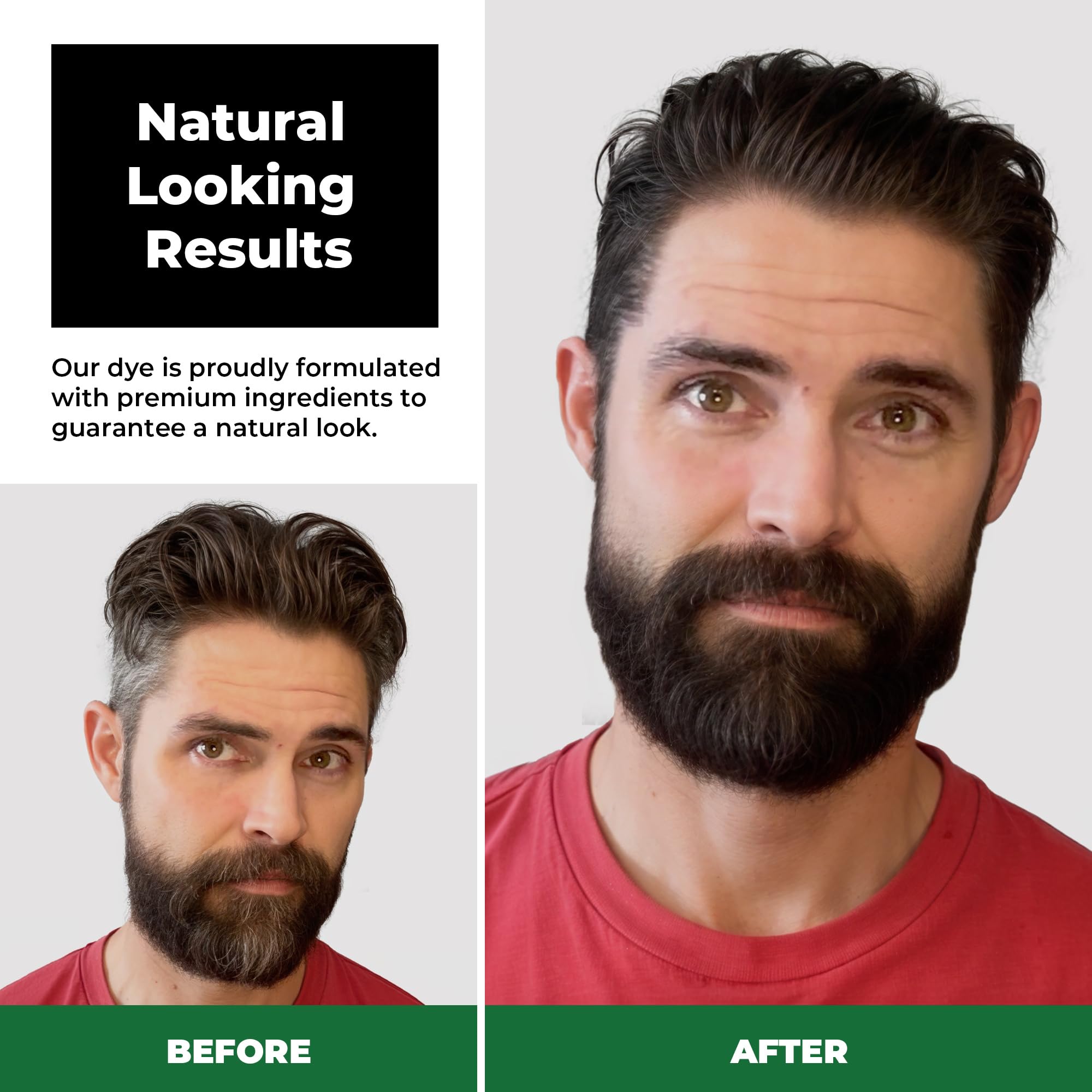 SIMPLER HAIR COLOR before and after beard photo showing fuller brown coverage