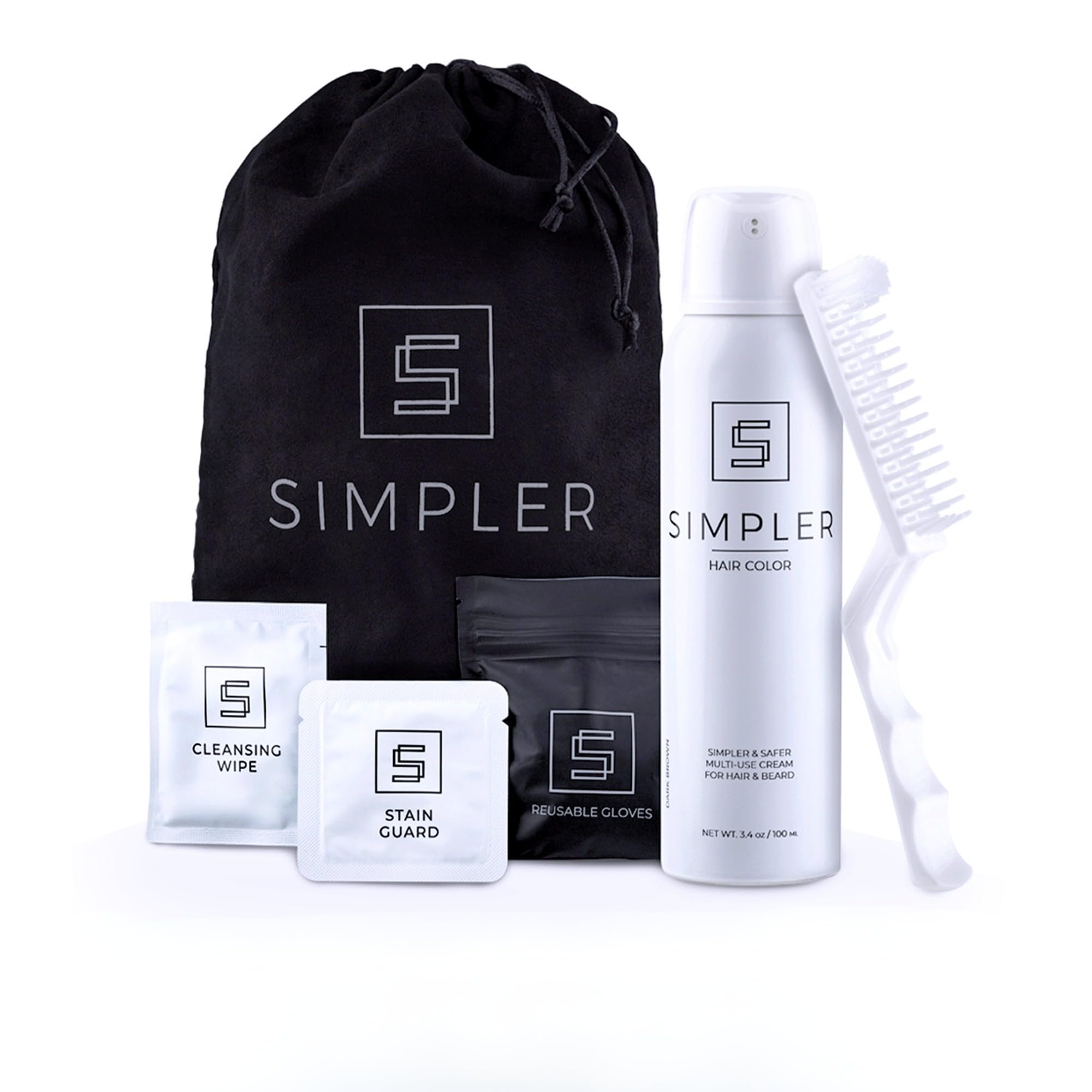 SIMPLER HAIR COLOR front packaging showing light brown kit and benefits
