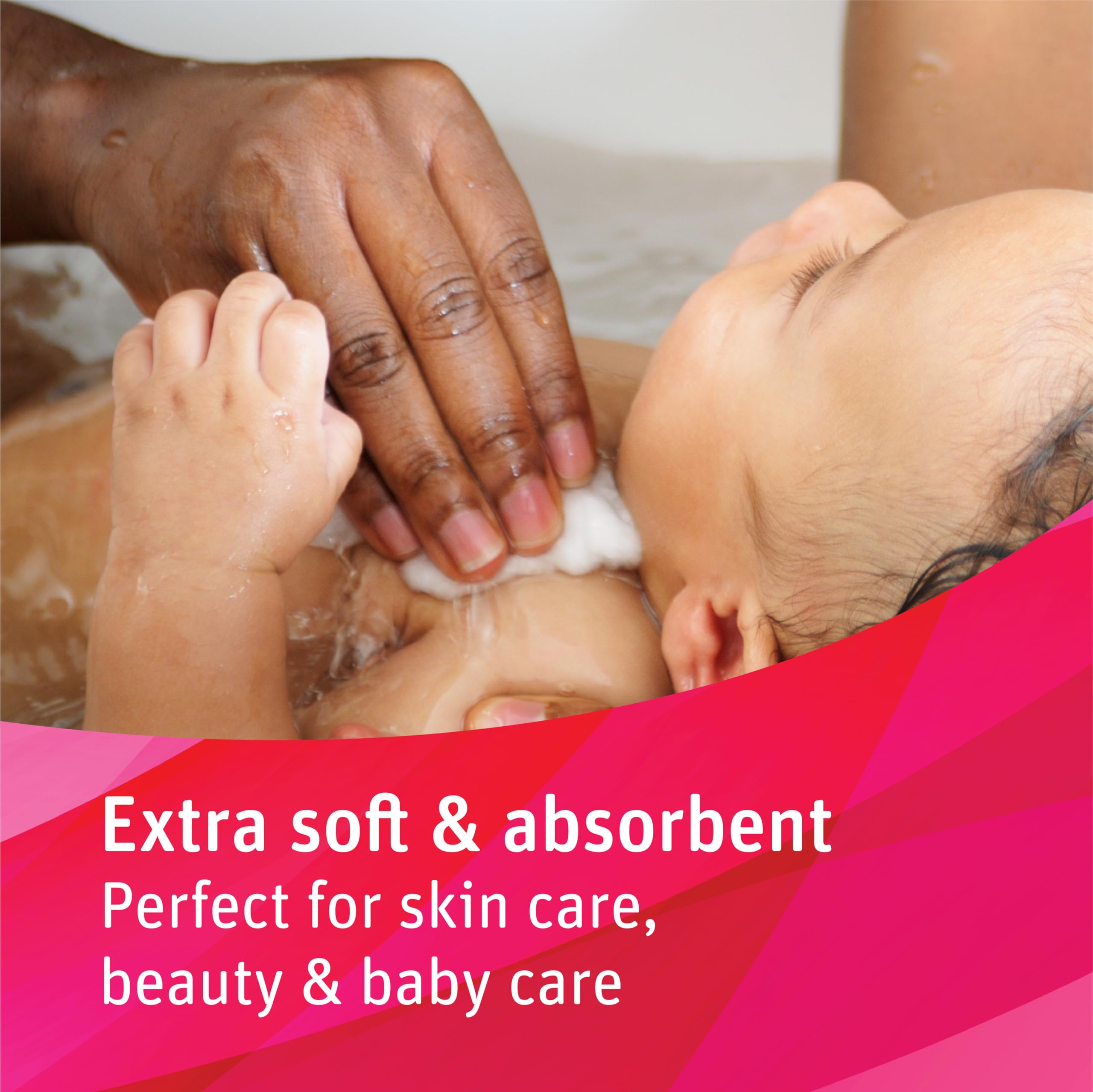 Simply Soft cotton for baby care showing gentle contact and soothing benefit