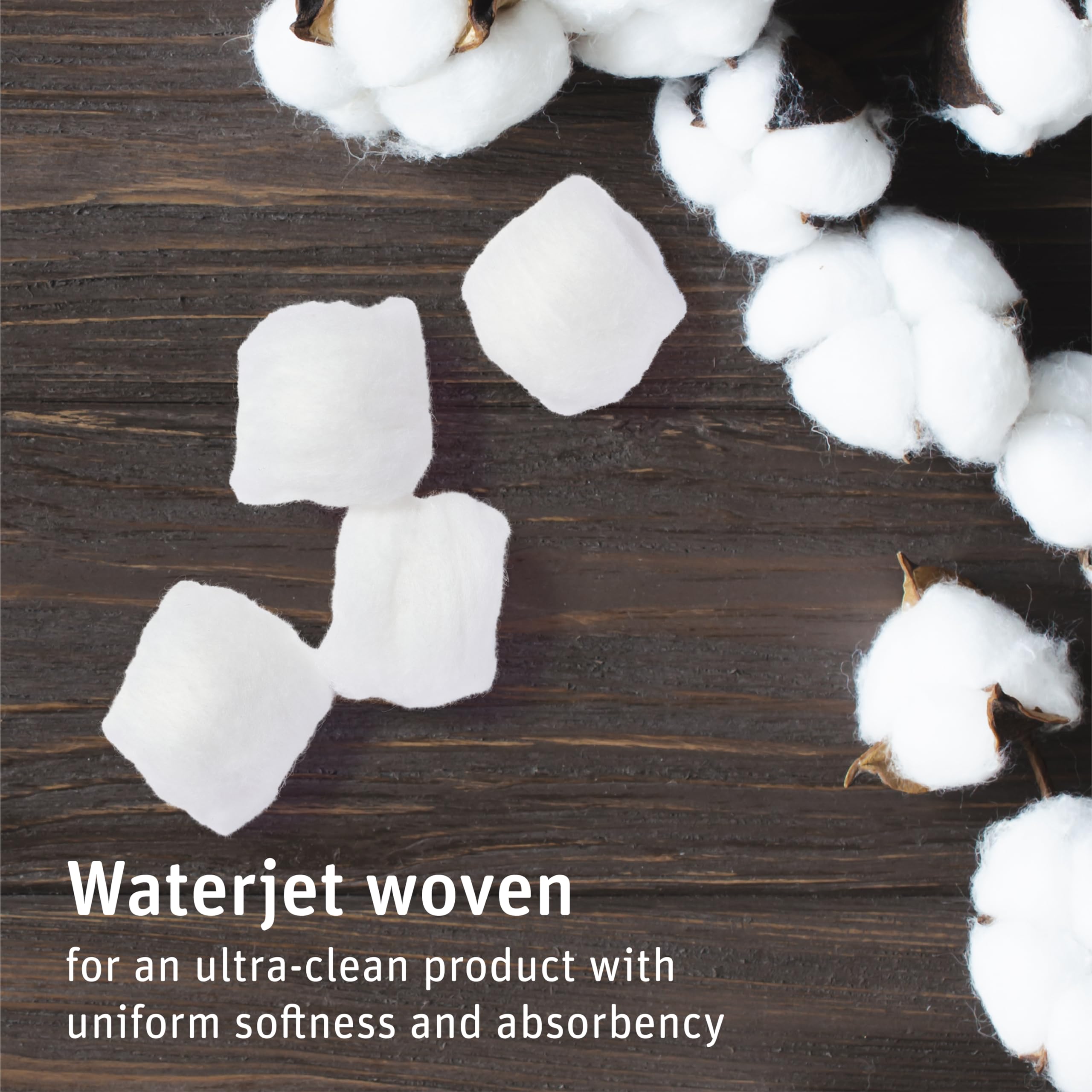 Simply Soft cotton ball in hand conveying large size and soft touch benefit