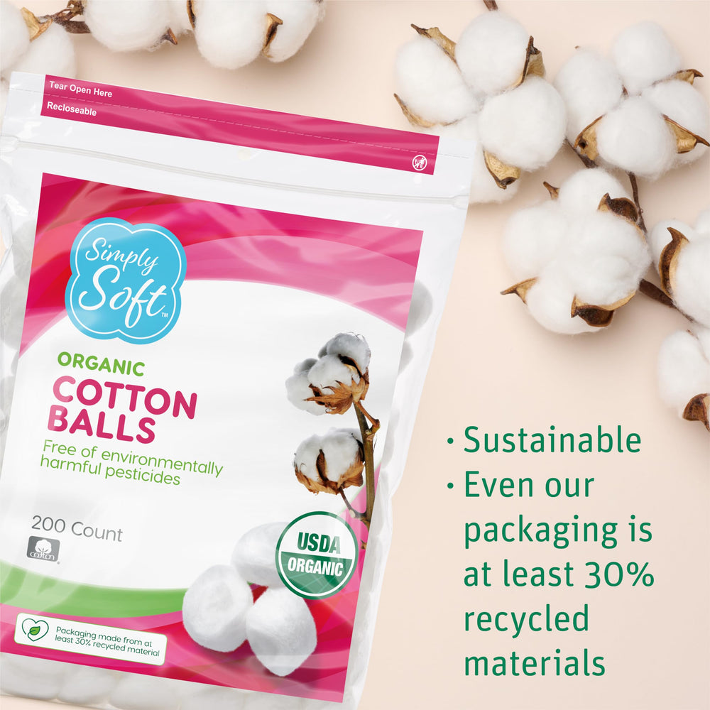 Simply Soft packaging label with recycled material info showing eco-friendly benefit