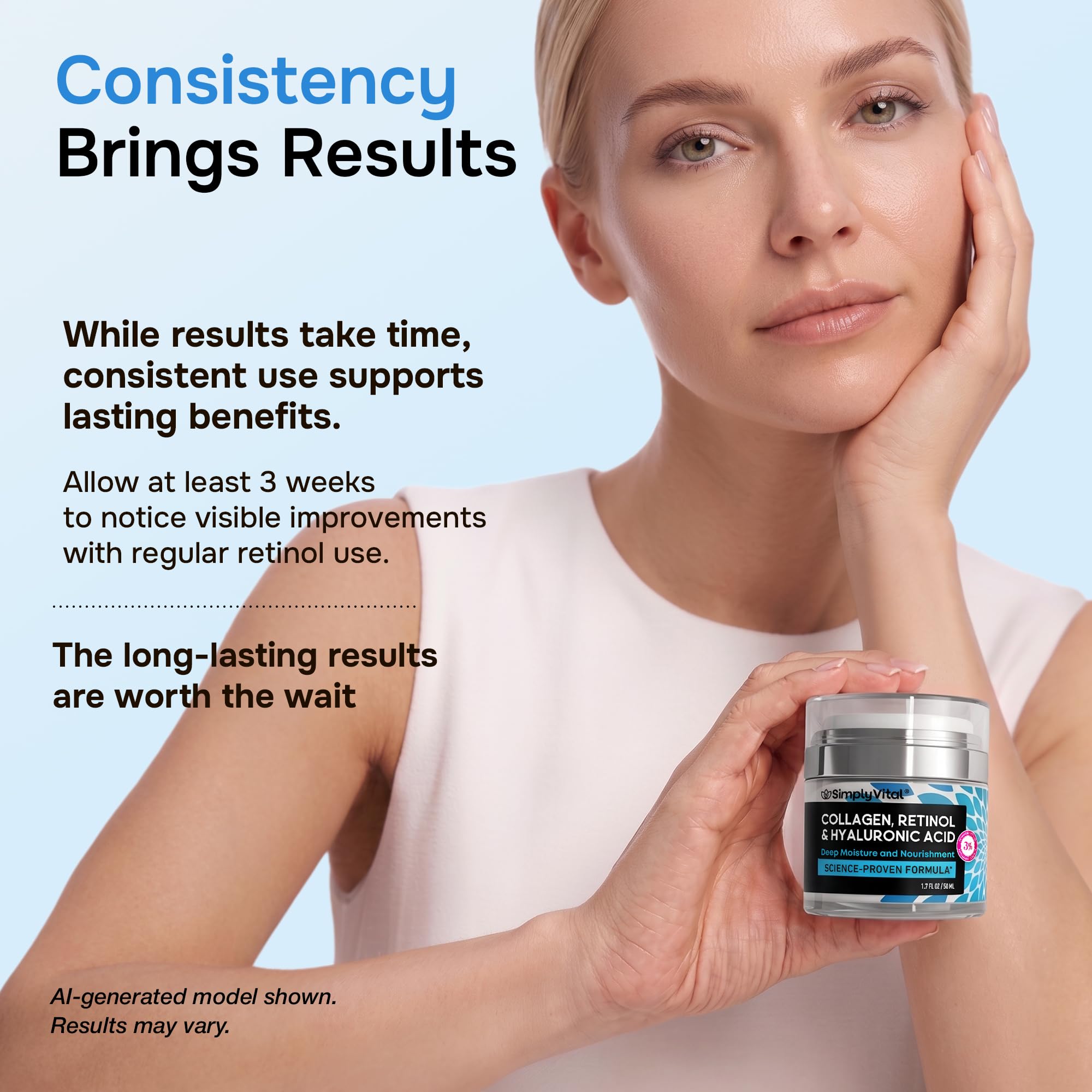 SimplyVital on bathroom counter as part of nighttime routine for easy use