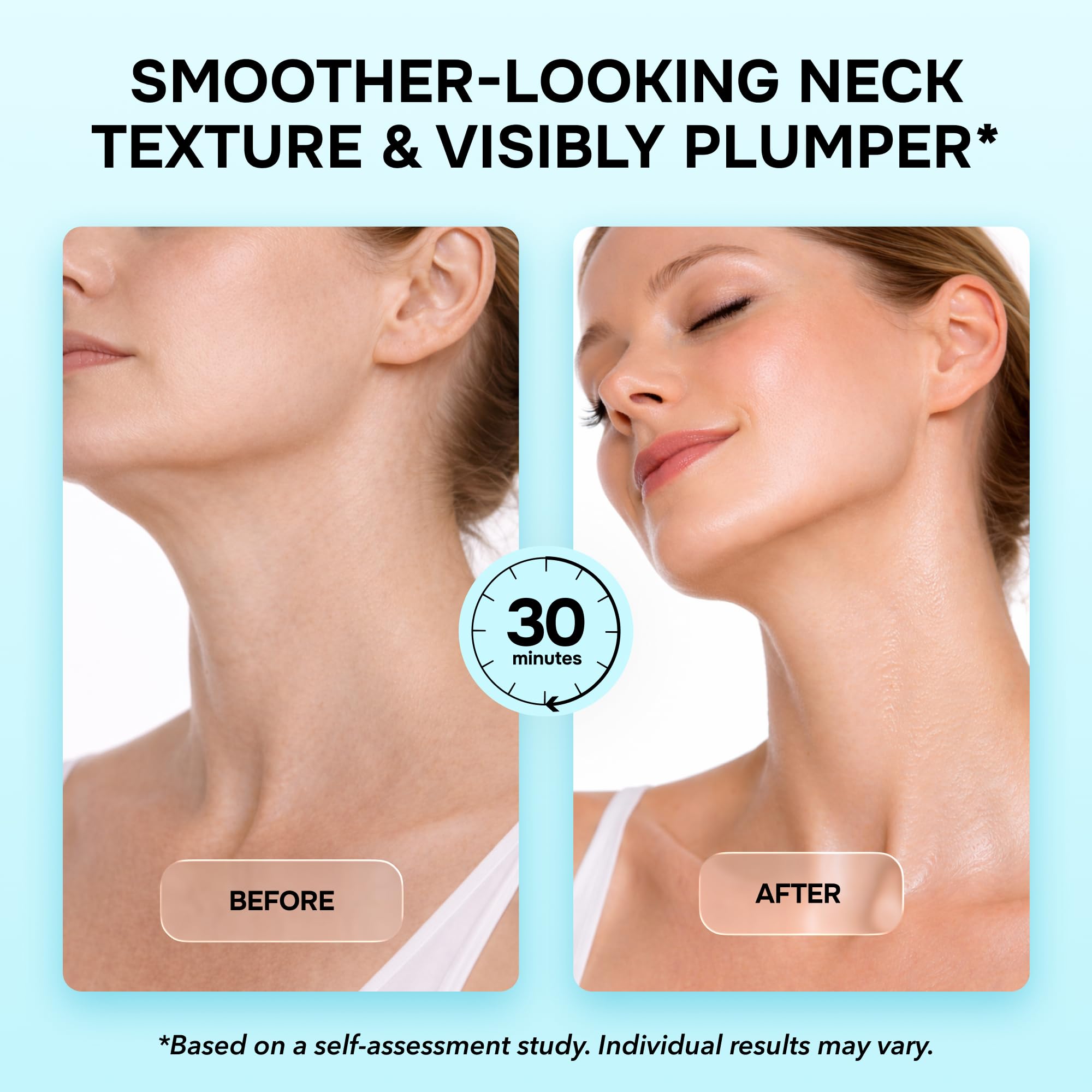 SimplyVital in bathroom lifestyle shot conveying easy pre-event neck treatment