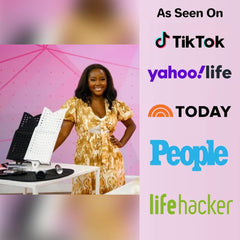 Sink Topper holding a flat iron and curling iron demonstrating safe heated tool rest by Sink Topper