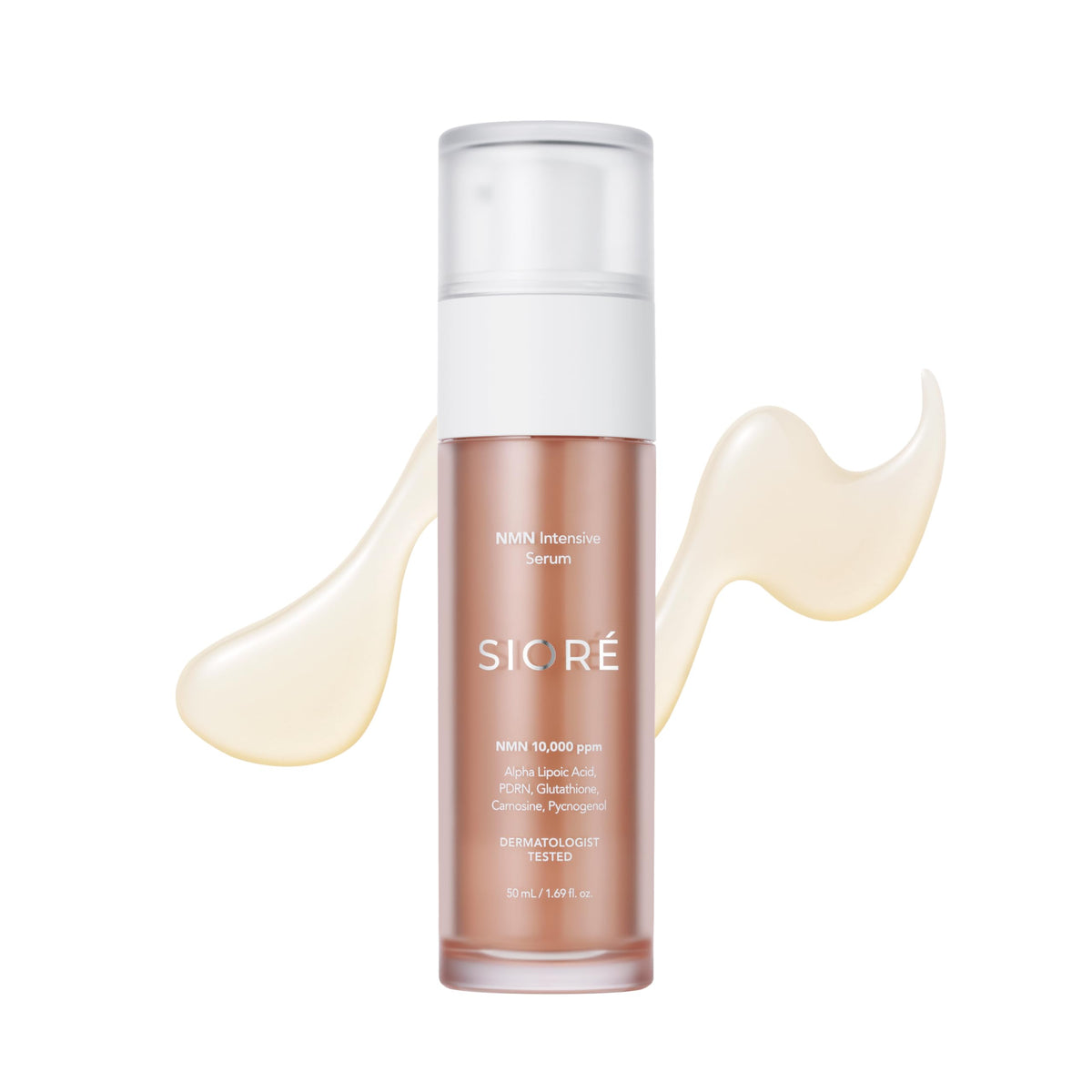 SIORÉ front bottle showing serum packaging and clear product identity for shelf appeal