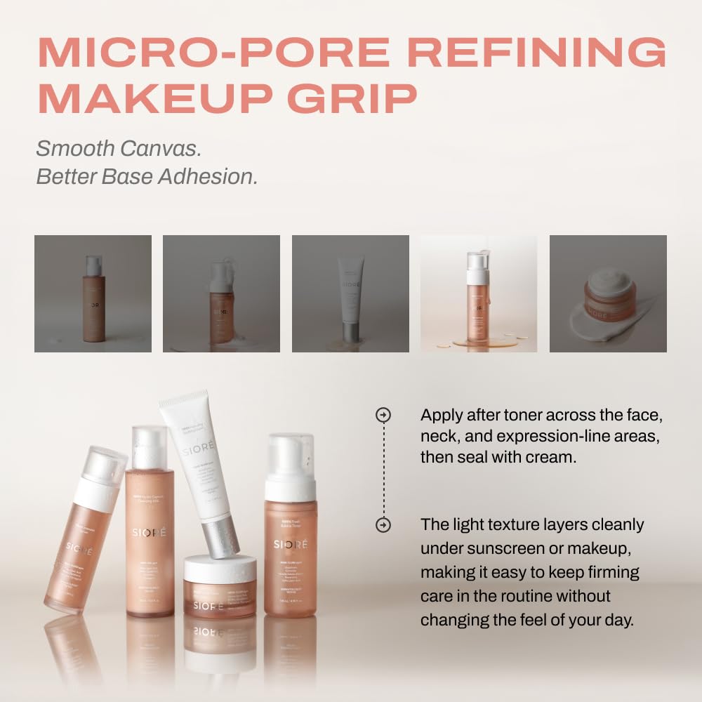 SIORÉ serum in makeup routine depicting smoother foundation application benefit