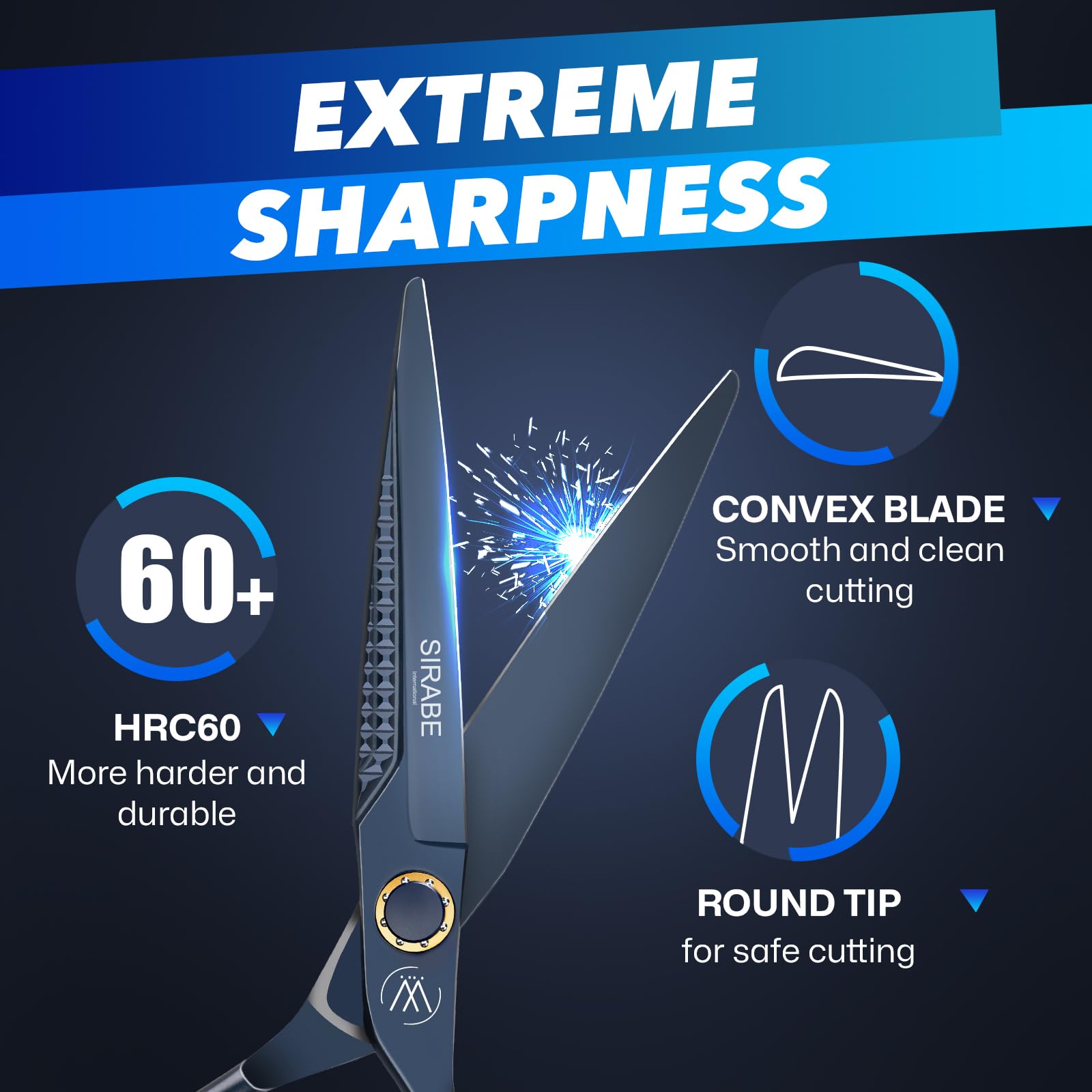 Sirabe thinning shear teeth close-up showing 31-tooth design for smooth texturizing