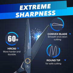 Sirabe thinning shear teeth close-up showing 31-tooth design for smooth texturizing