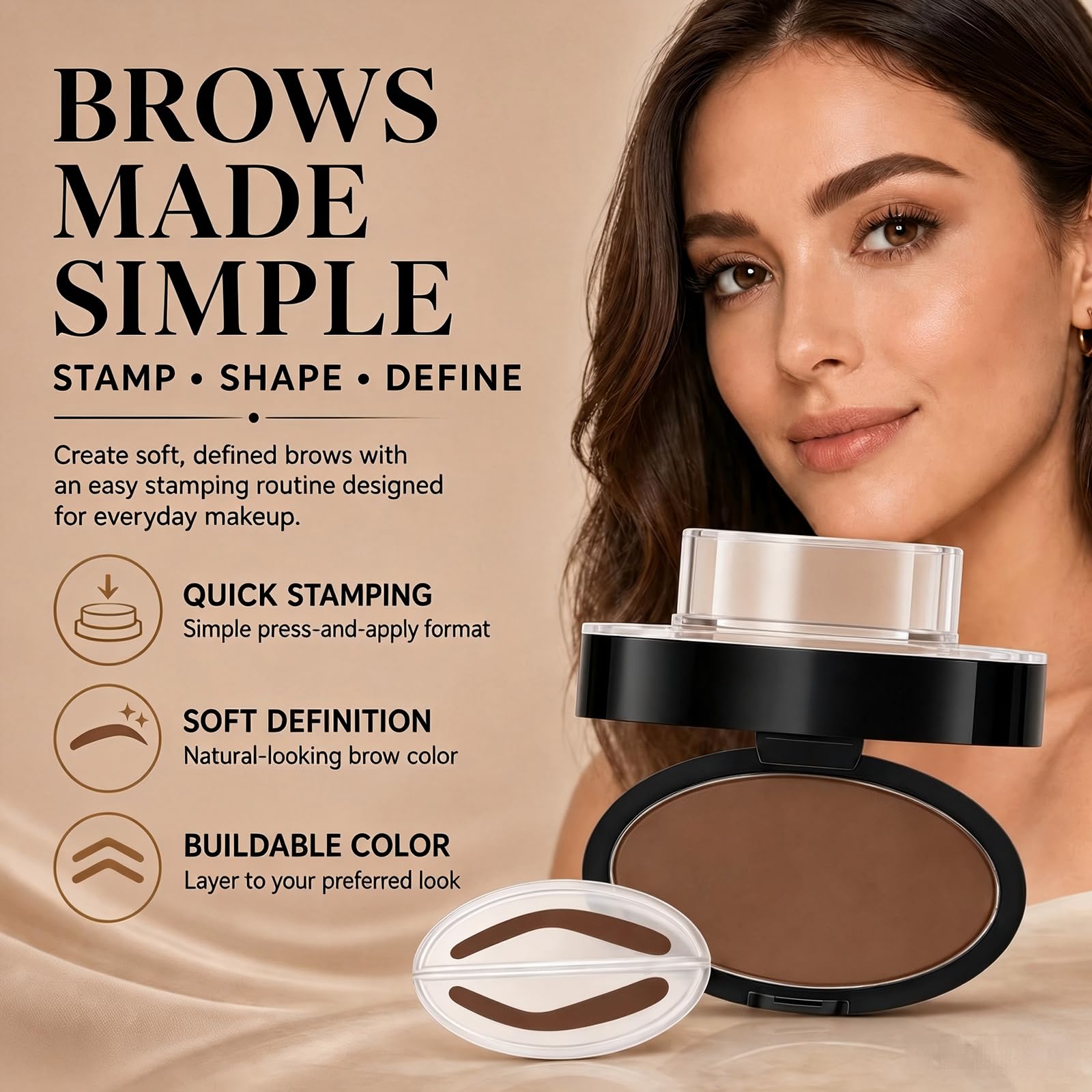 SIXCLA stamp applicator held in hand demonstrating precise, easy brow placement