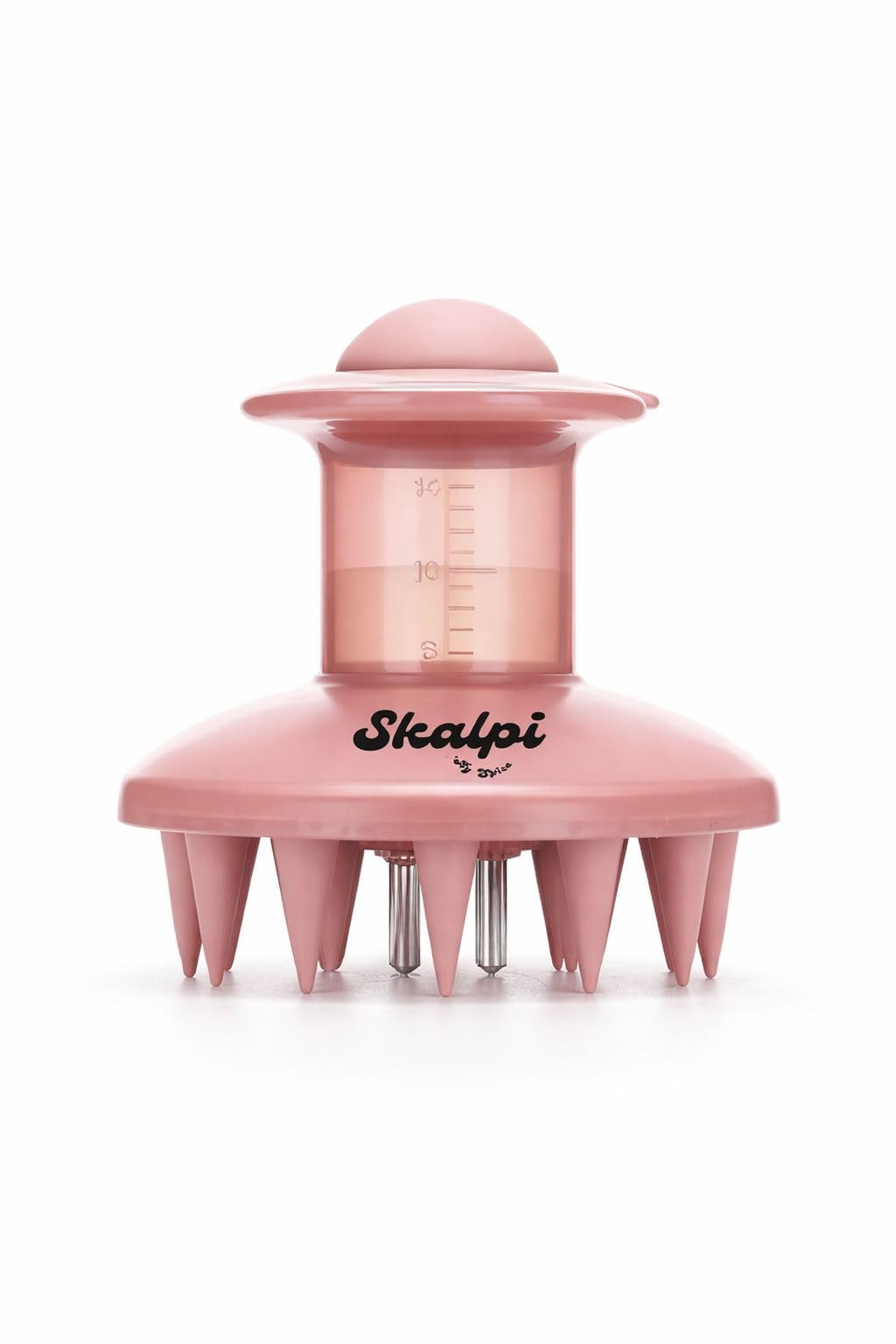 Skalpi front view with cap showing compact dispenser and convenient handling benefit