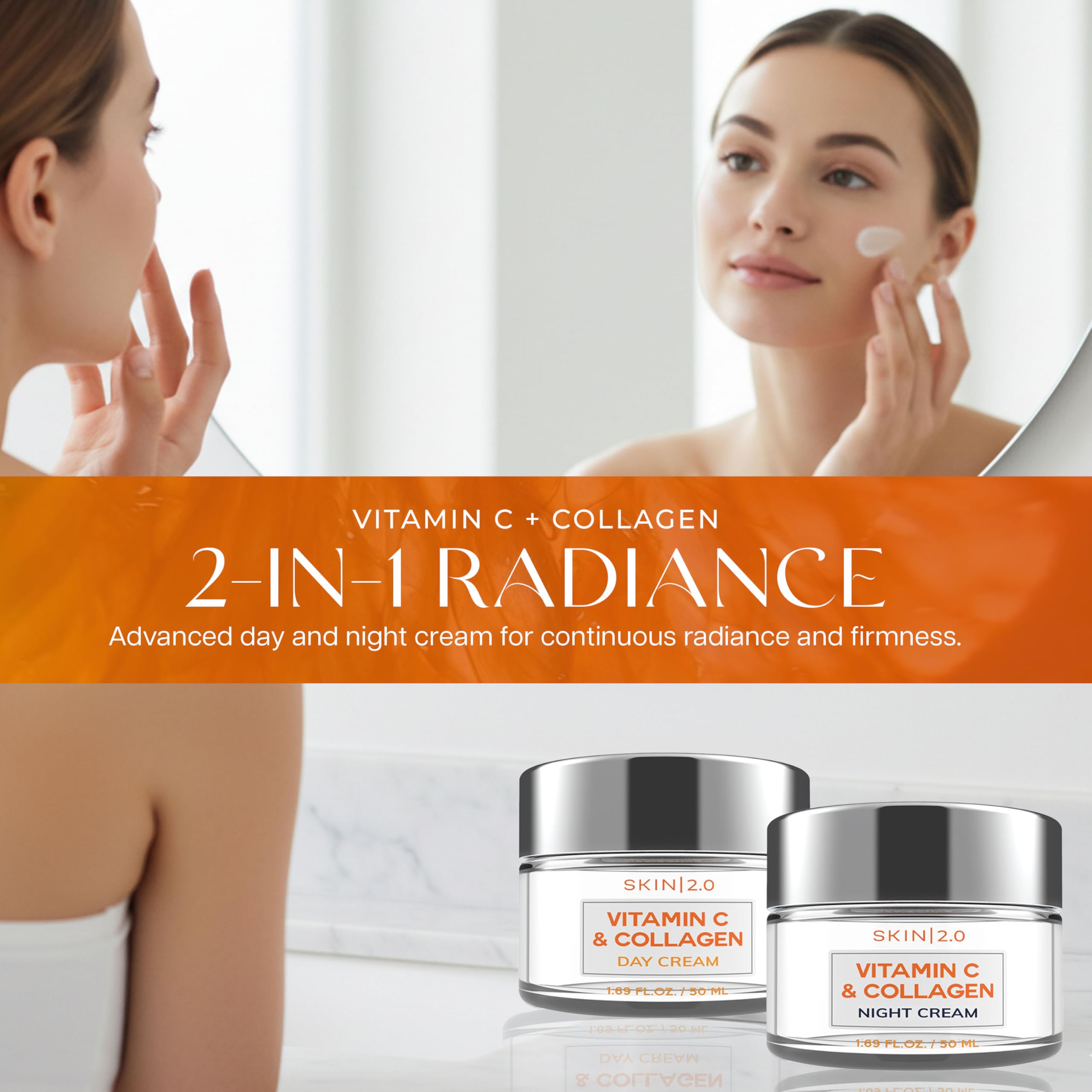 Skin 2.0 day cream texture closeup showing smooth fast-absorbing finish