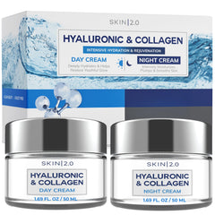 Skin 2.0 front packaging jar duo showing set benefits and clean design