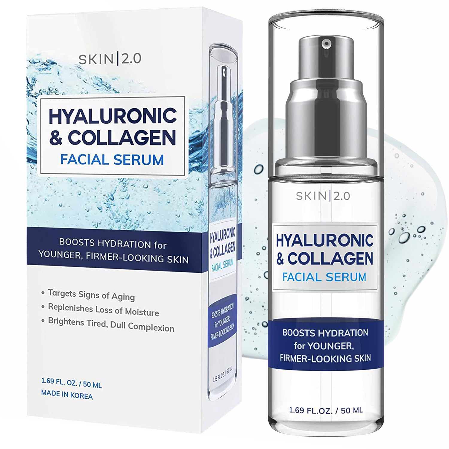 Skin 2.0 front packaging showing bottle and branding for clear product identification and trust