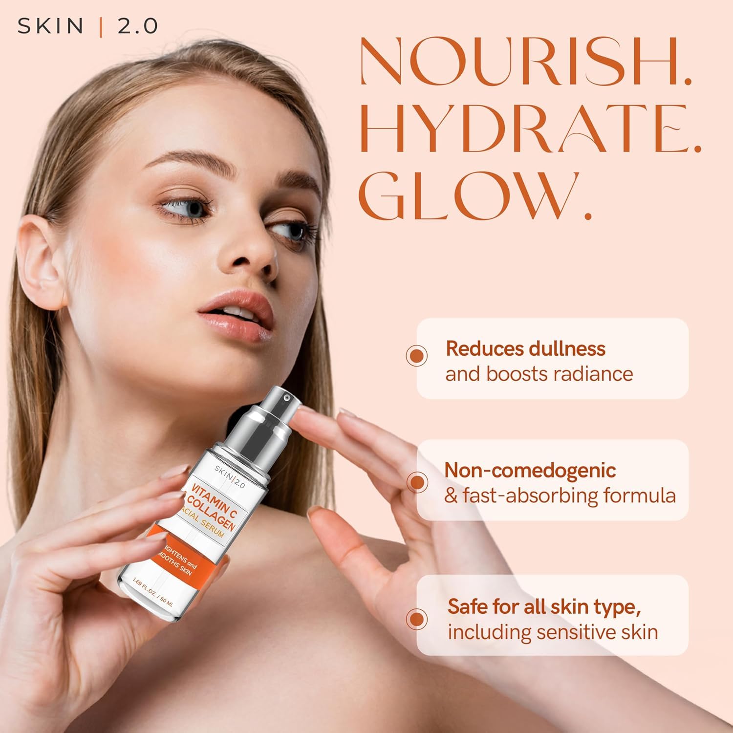Skin 2.0 serum on bathroom counter during morning routine showing ready-to-use benefit