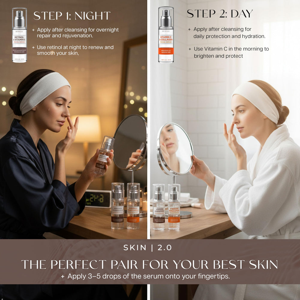 Skin 2.0 serum applied on hand demonstrating texture and hydration