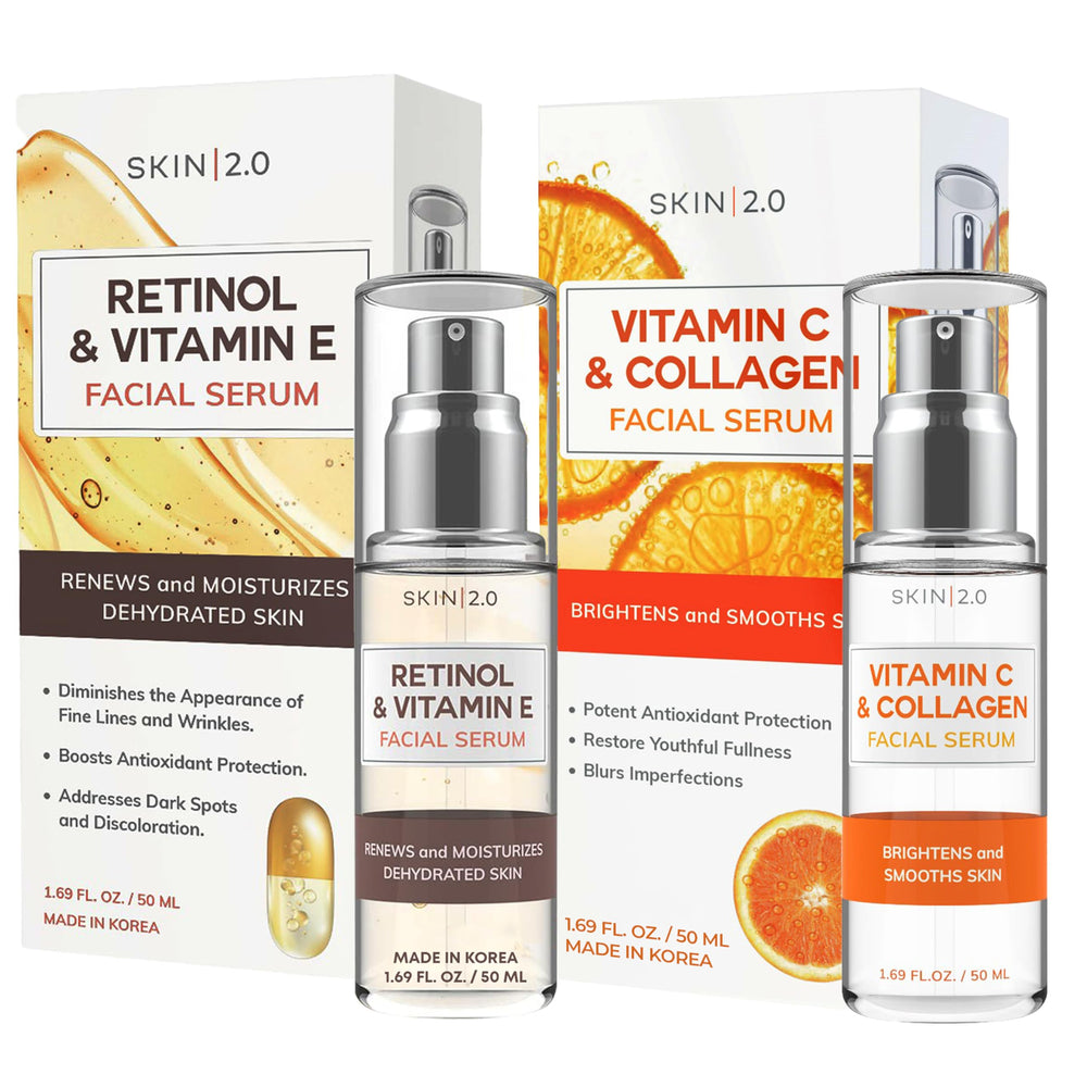 Skin 2.0 front packaging showing bottle and label, clear product benefit