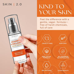 Skin 2.0 serum texture on hand demonstrating lightweight, dewy hydration benefit