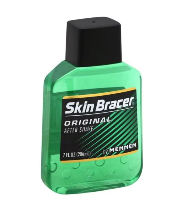 Skin Bracer on a bathroom shelf next to grooming items illustrating everyday routine freshness