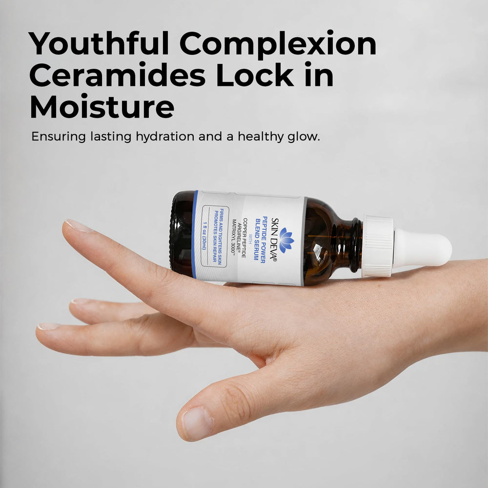 SKIN DEVA bottle beside moisturizer showing layering benefit: pairs with creams