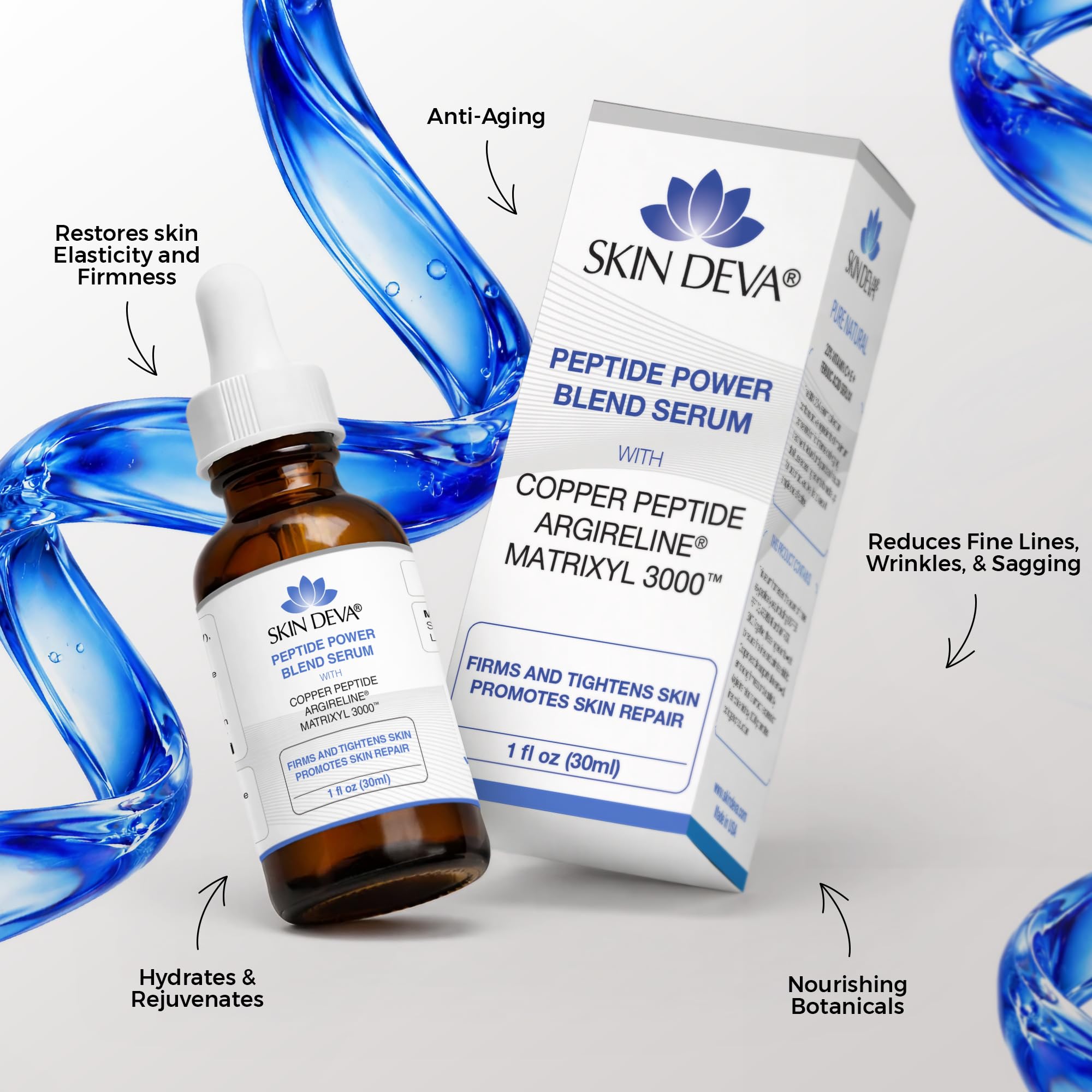 SKIN DEVA dropper releasing serum showing texture benefit: lightweight absorption