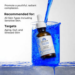 SKIN DEVA bottle in hand for size comparison benefit: one-ounce scale reference