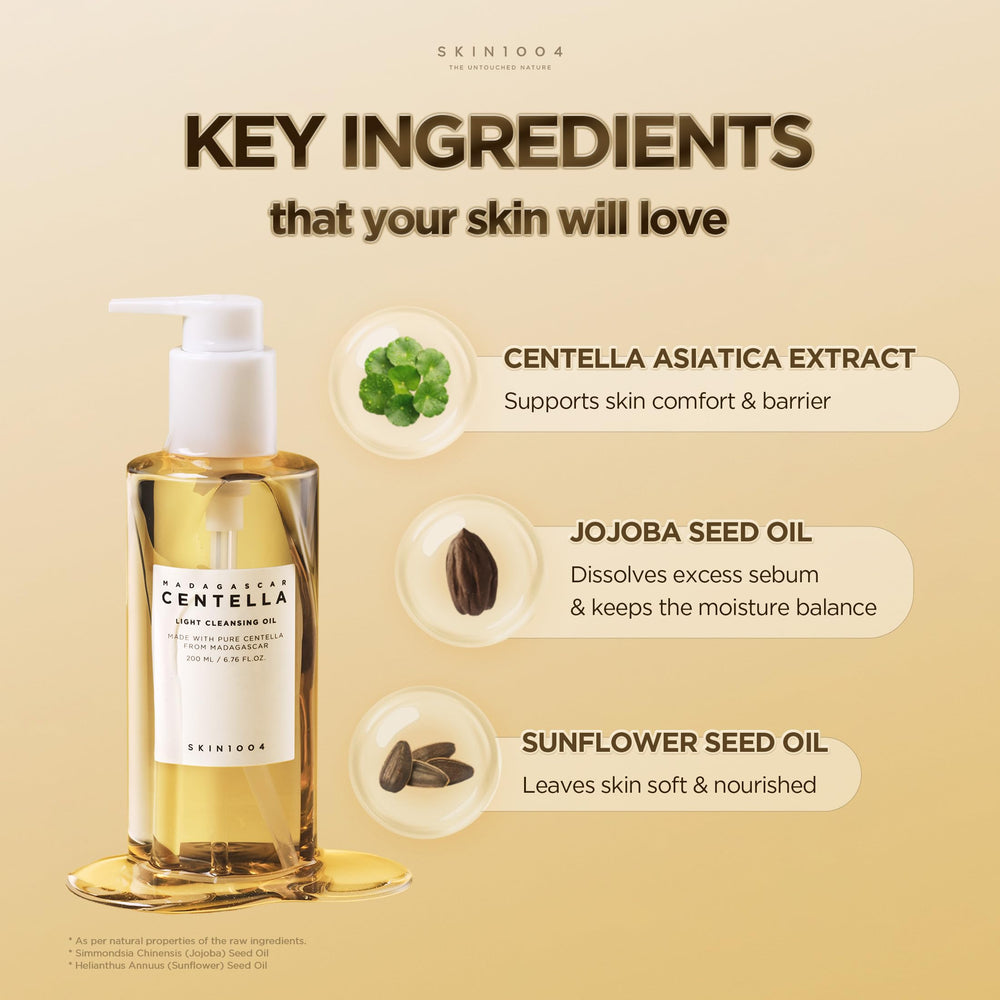 SKIN1004 alongside Madagascar centella sprig conveying soothing botanical benefit