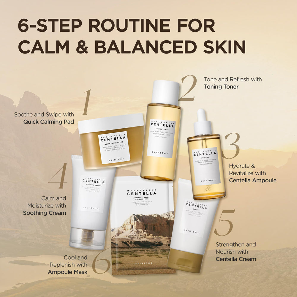 SKIN1004 cream placed in nighttime routine scene indicating soothing end-of-day hydration