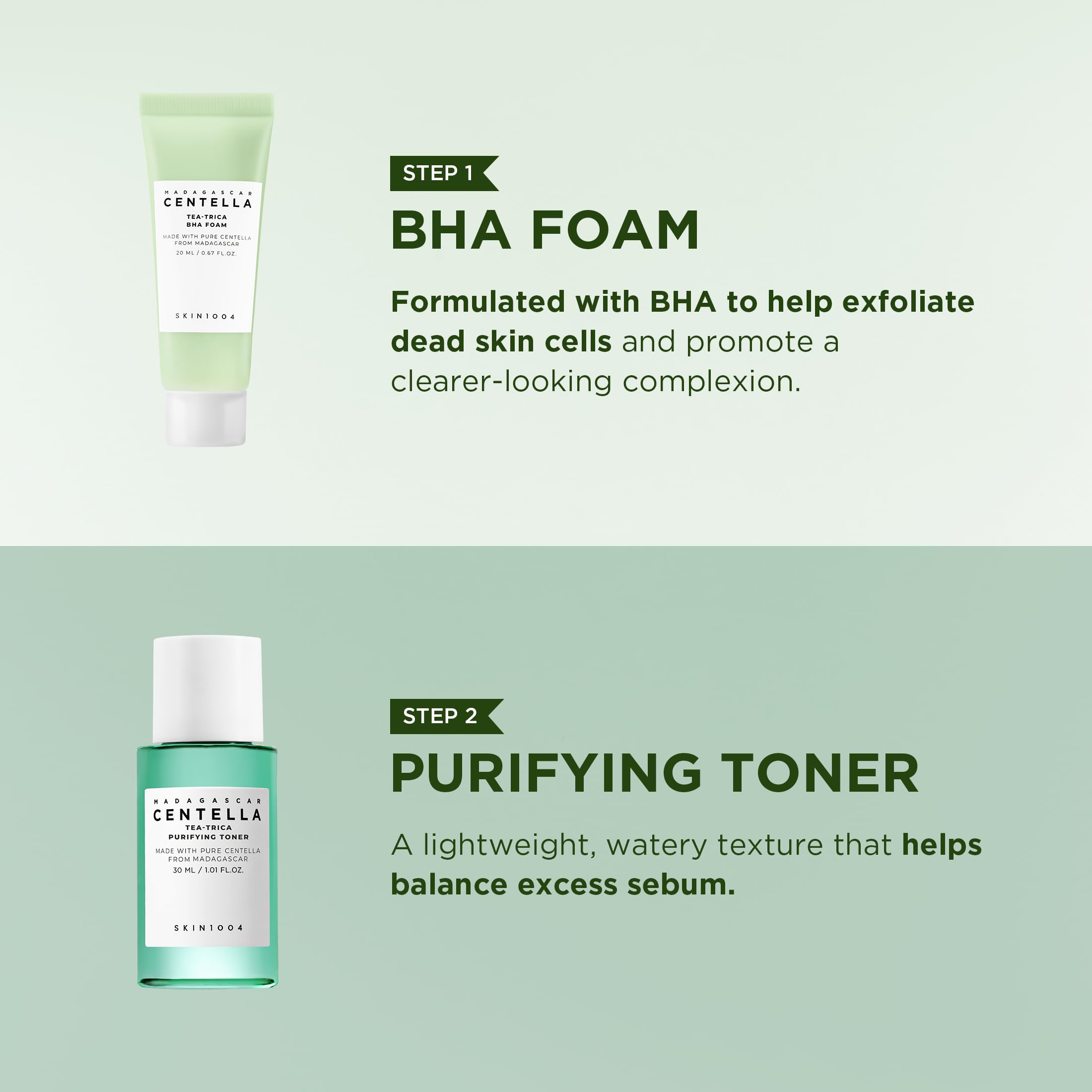 SKIN1004 ingredients label close-up highlighting Centella asiatica calming benefit