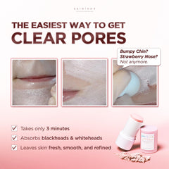 SKIN1004 applying the clay stick to cheek for quick pore care