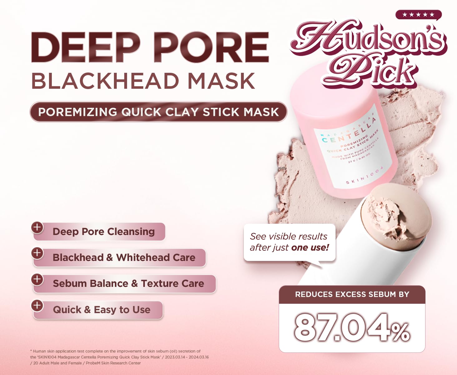SKIN1004 close-up of pink clay texture highlighting smooth application
