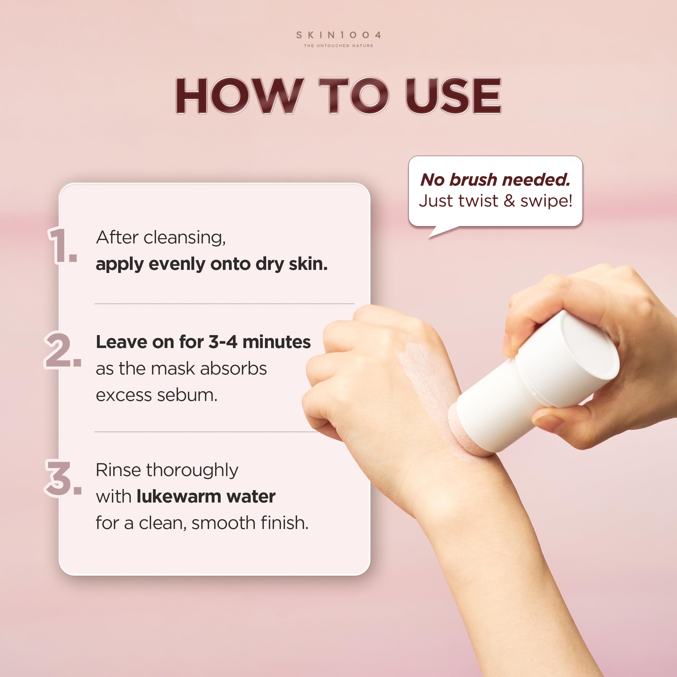 SKIN1004 rinsing clay stick off face demonstrating easy cleanup