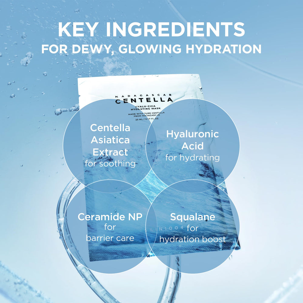 SKIN1004 model wearing mask showing fit and instant plumping effect