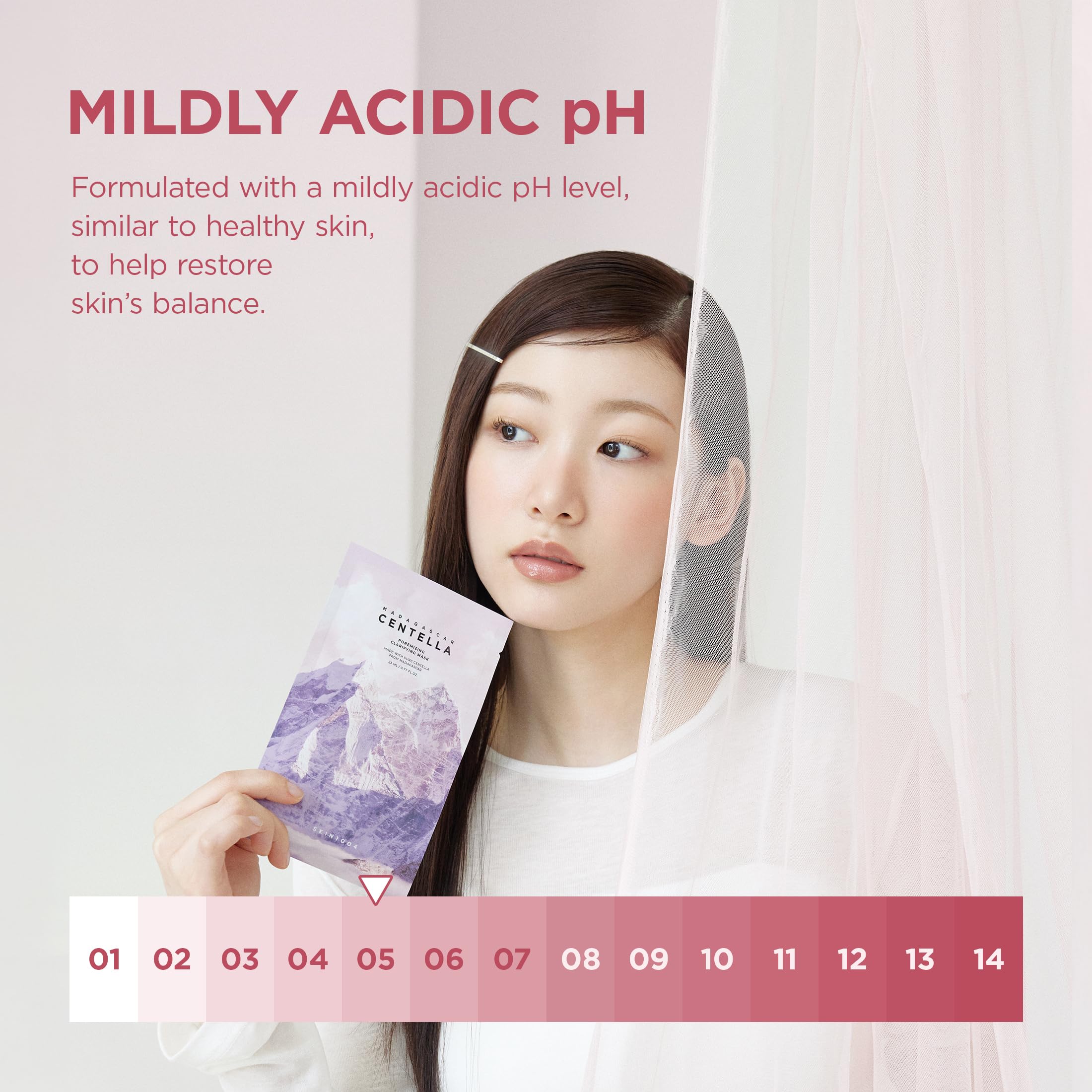SKIN1004 mask next to ruler showing compact 23ml single-sheet size