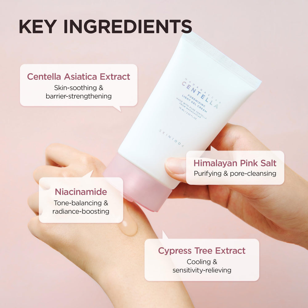 SKIN1004 gel on back of hand spreading smoothly benefit: fast-absorbing finish
