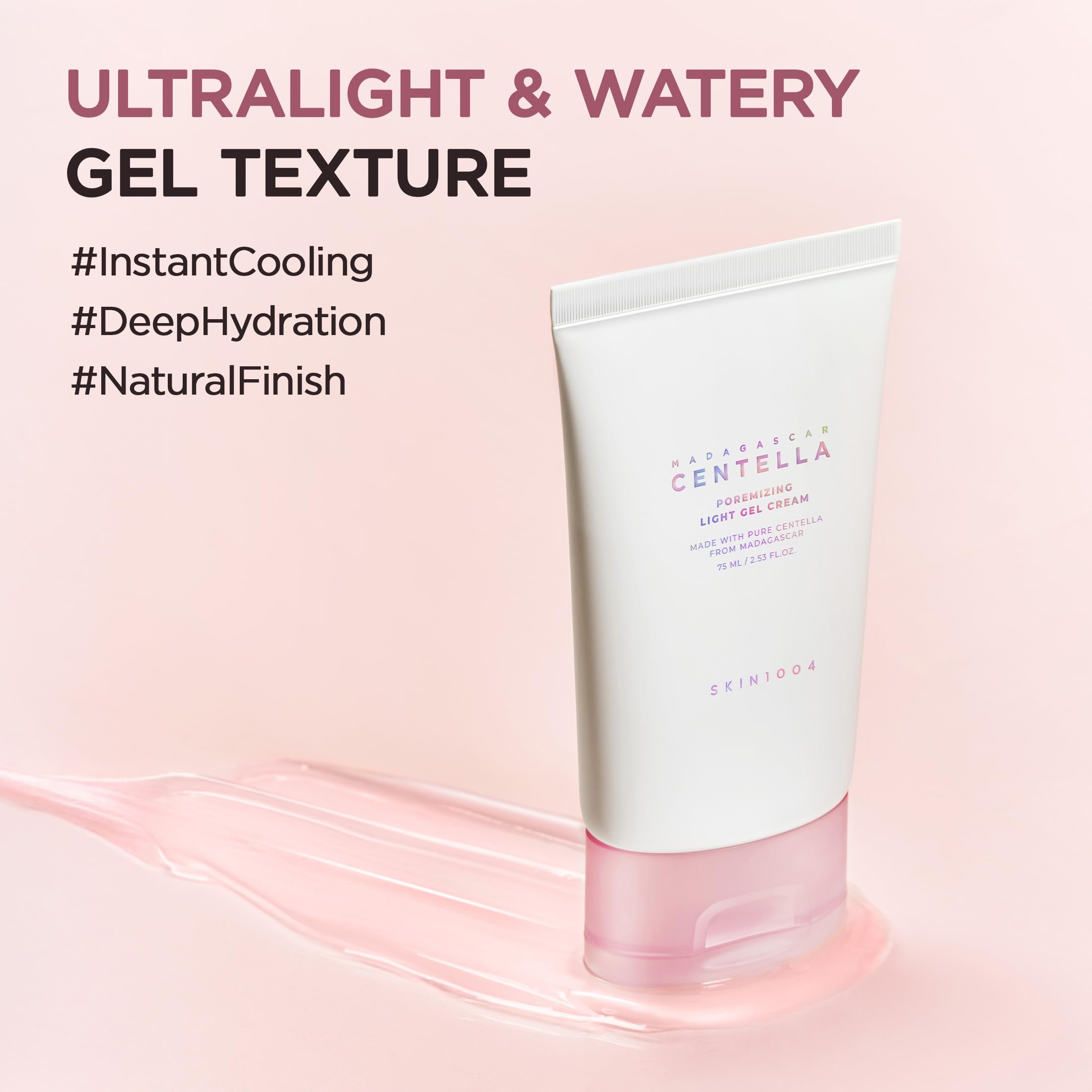 SKIN1004 applying gel on face during morning routine benefit: non-greasy daily moisturize