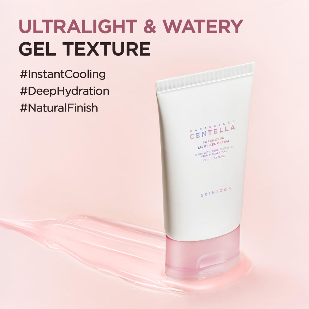 SKIN1004 applying gel on face during morning routine benefit: non-greasy daily moisturize