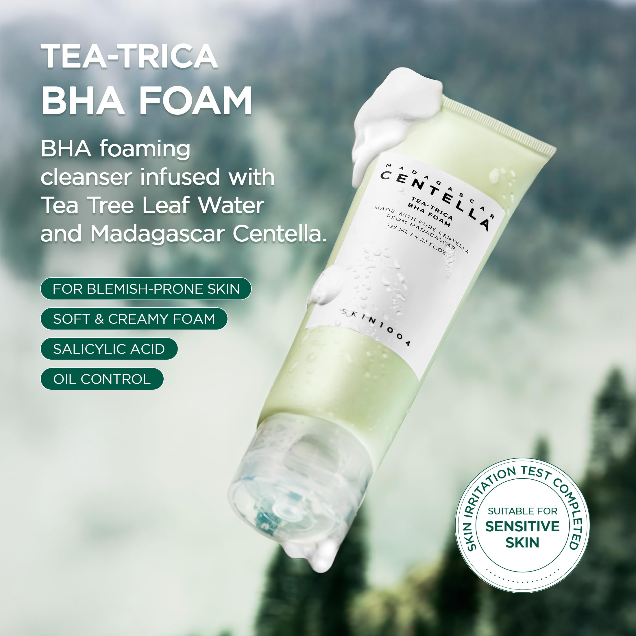 SKIN1004 foam texture dispensed demonstrating gentle lather