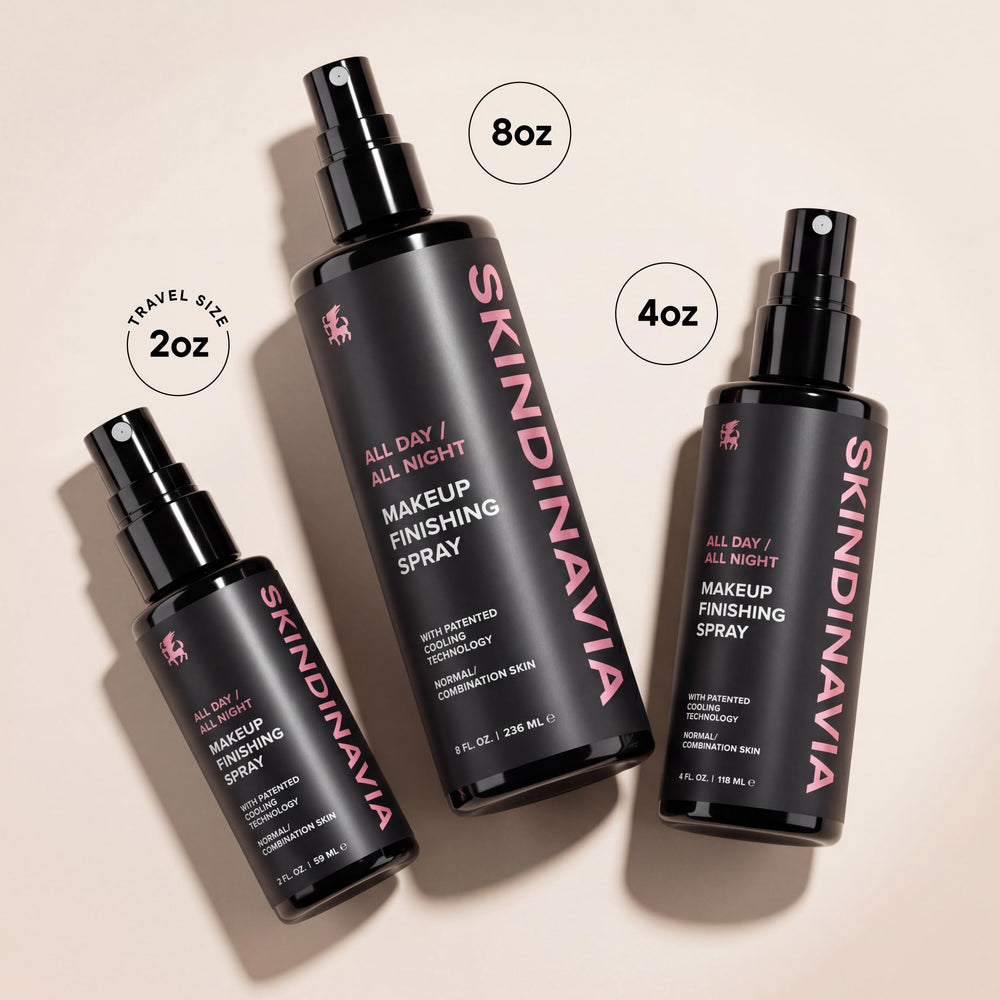 SKINDINAVIA before and after comparison showing longer-lasting makeup benefit
