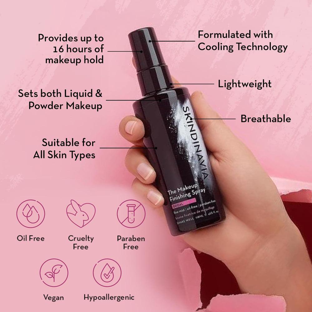 SKINDINAVIA close-up of spray nozzle demonstrating even mist coverage and quick application