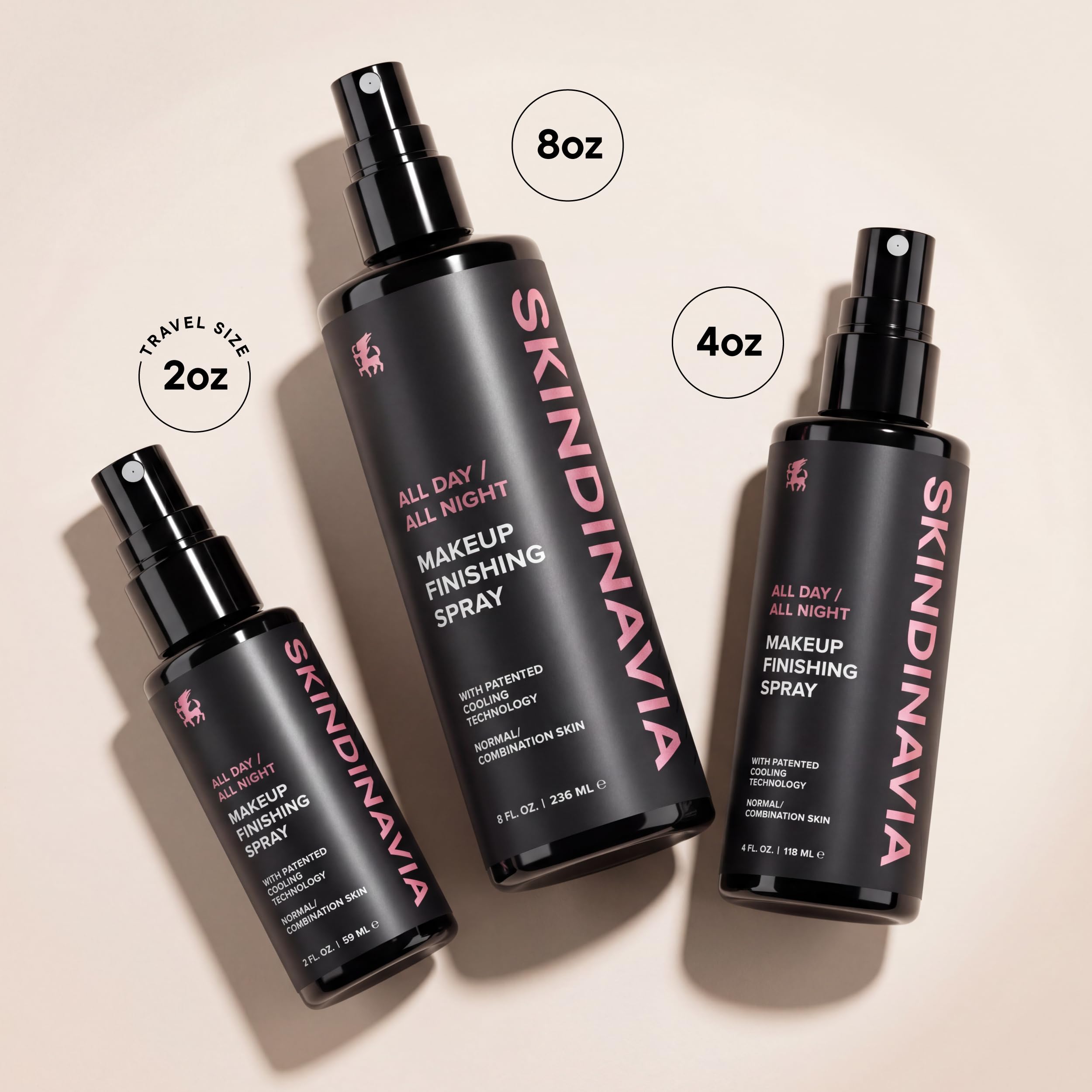 SKINDINAVIA setting spray applied on model preserving makeup and reducing shine benefit
